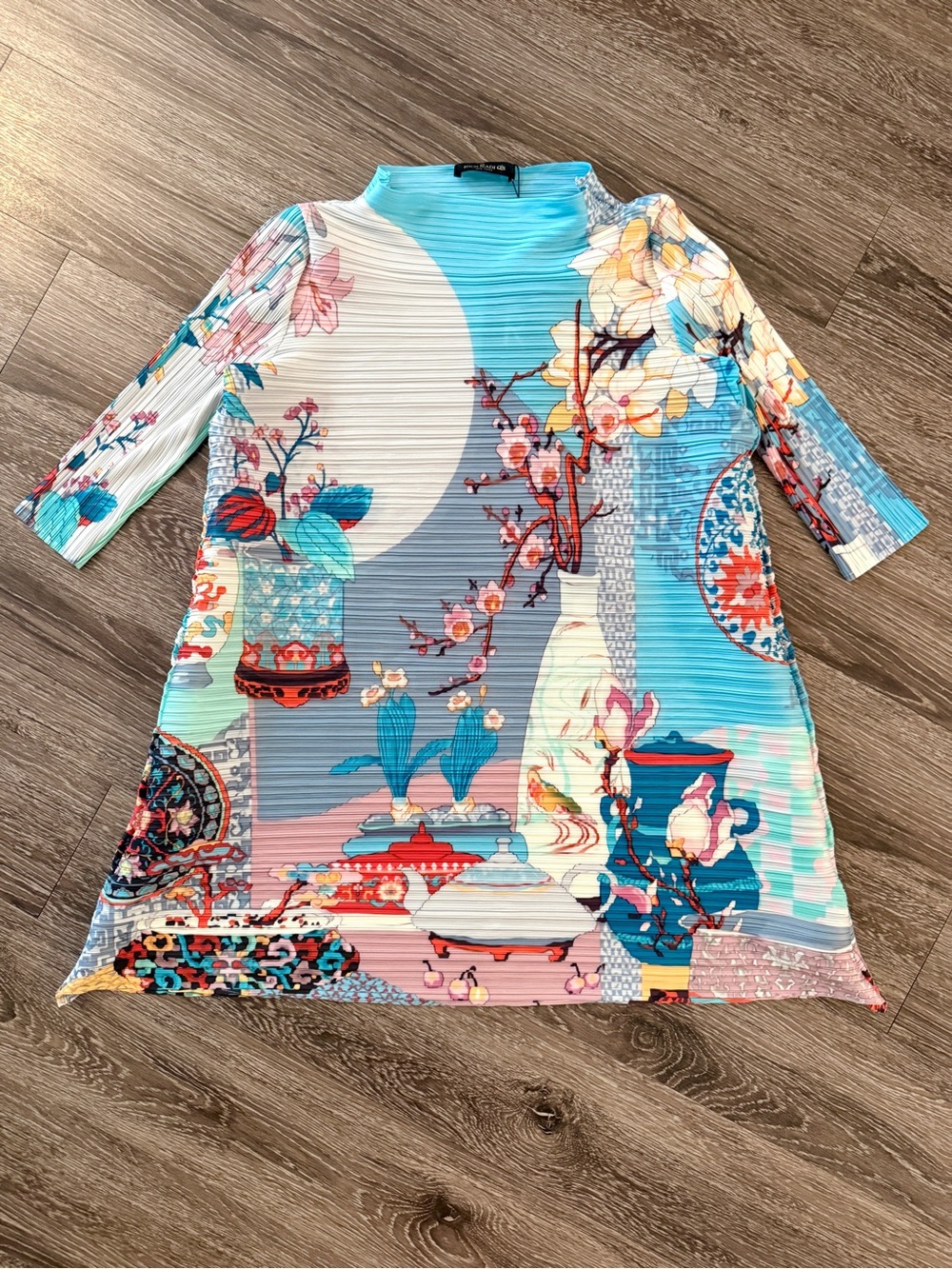Richradiq’s Artistic Print Pleated High Neck Dress New
